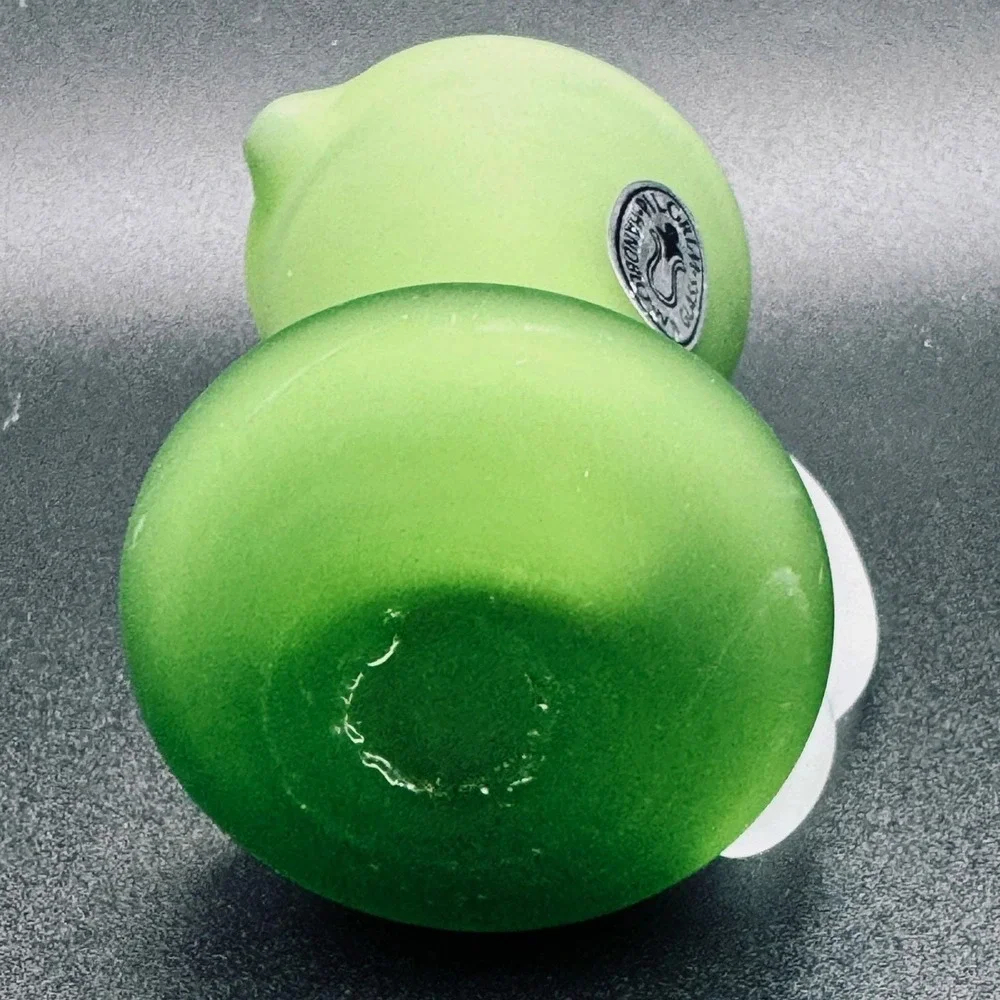 Pilgrim Glass‎ Handblown Frosted Satin Lime Green Mini Pitcher Vintage Name Tag